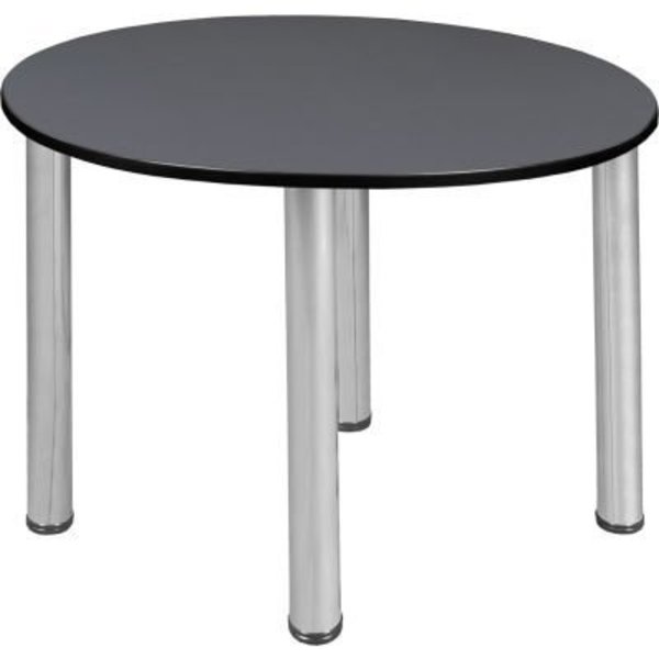 Regency Seating Regency Kee 36" Round Multipurpose Breakroom Slim Table, Grey/ Chrome TB3618RNDGYBPCM